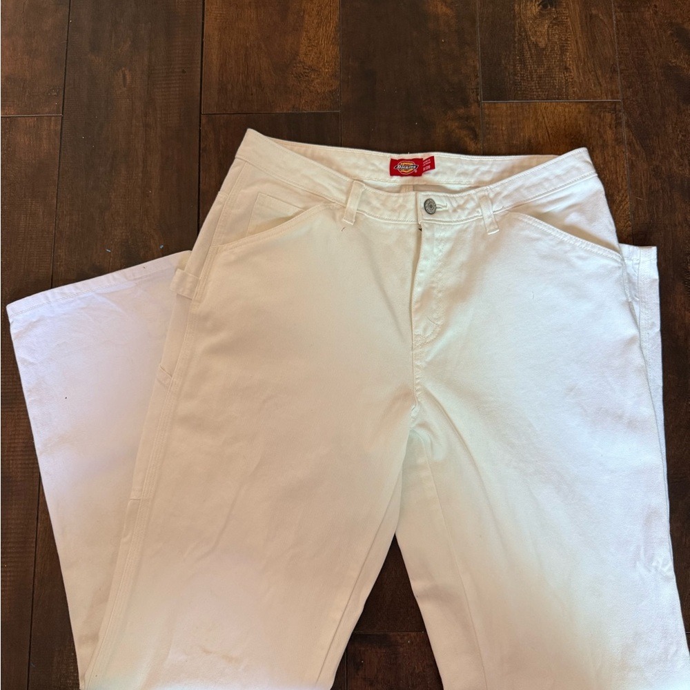 Dickies Women's Cream Straight Leg Jeans
